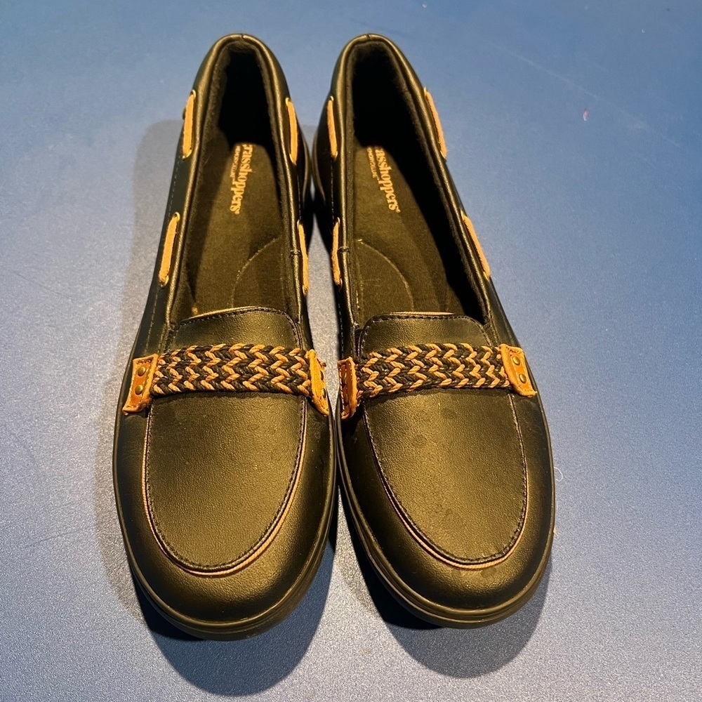 Grasshopper's Women's Memory Deluxe Boat Slip-In Shoes Brown Black Size 8.5